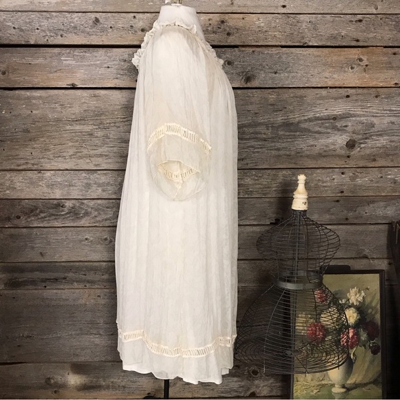 Bella Umbra White on White Print Silk Dress Size L - Picture 3 of 16